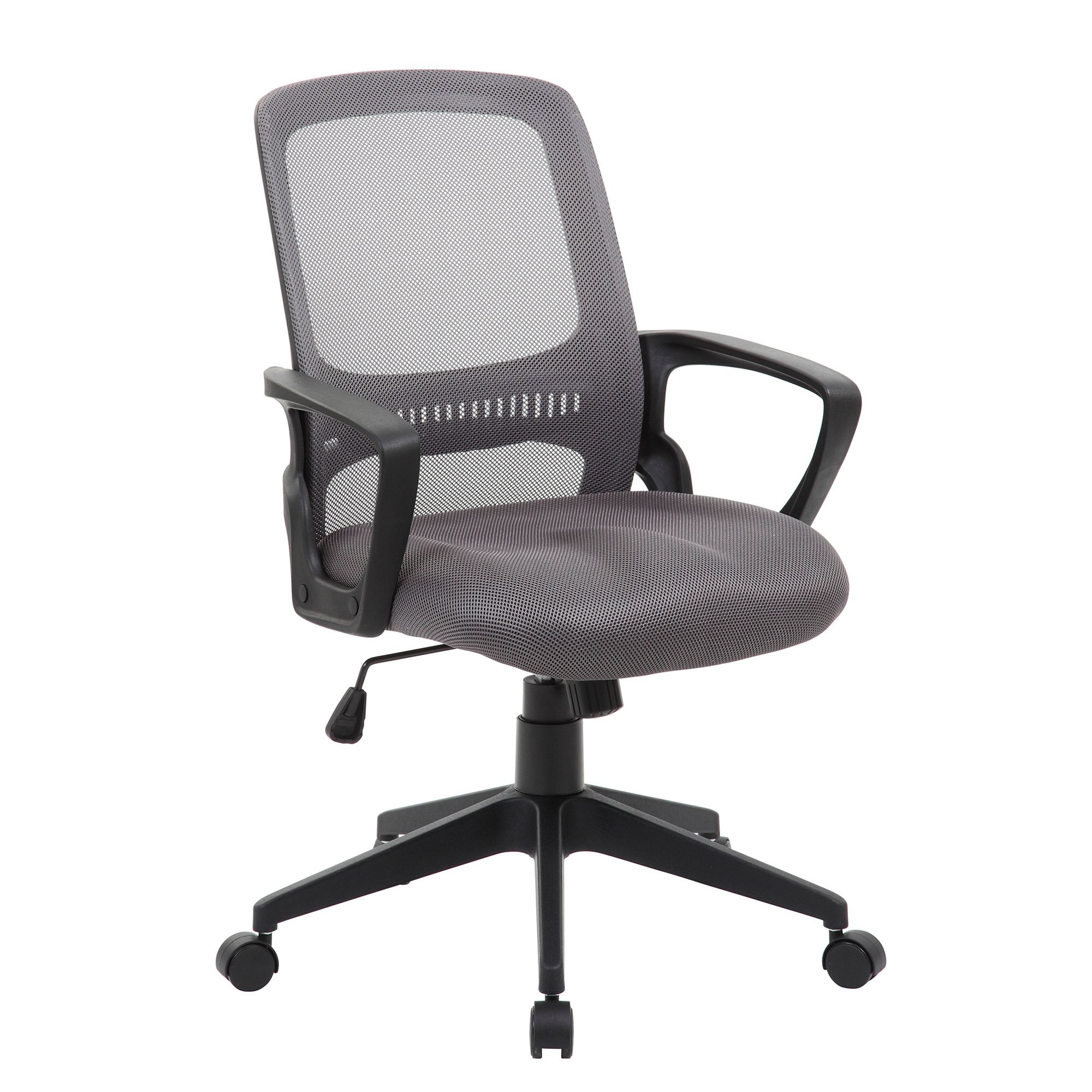 Boss Mesh Task Chair with Height and Arm Adjustment —&nbsp;Gray, 25in.W x 25in.D x37–39in.H, Model# B6456-GY